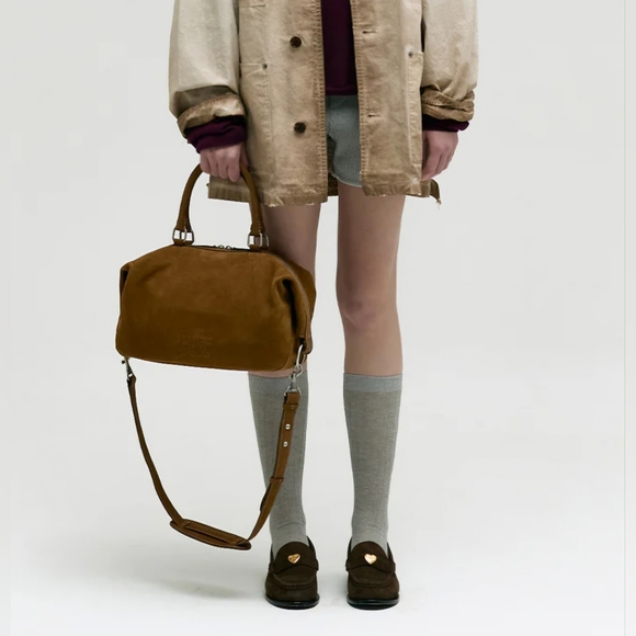 Marge Sherwood Nubuck Dumpling Tote In Chestnut - Picture 8 of 10